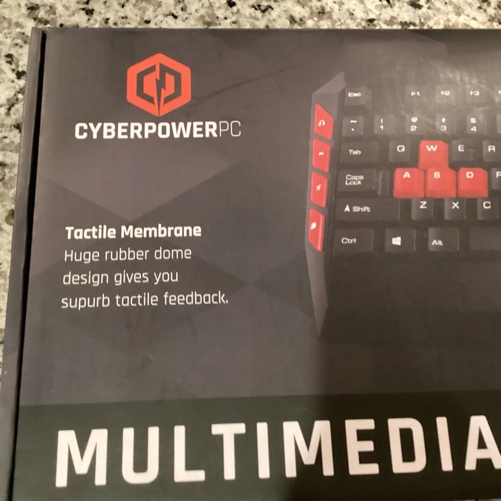 CyberPowerPC Multimedia Gaming Keyboard 🎮 LED Wired USB NIB PC Gamer Setup